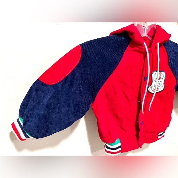 Vintage Baby Bomber Jacket Hoodie 18 Months Red Blue Ivy League 100% Cotton - Picture 6 of 13